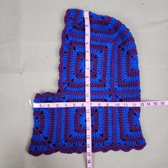 New Crochet Handmade Balaclava Granny Square Blue Purple hat beanie head warmer main image 7